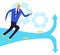 Project pivot concept illustration of businessman running to fork. Funny flat cartoon style