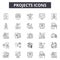 Projects line icons, signs, vector set, linear concept, outline illustration