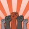 Proletarian Protest Clenched Hand Symbol Vector Illustration