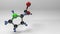Proline molecule 3D illustration.