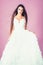 Prom party with girl in white dress. prom and wedding ceremony concept.