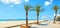 Promenade and beach in Empuriabrava . Costa Brava, Catalonia, Sp