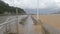 Promenade completely empty on a rainy autumn day