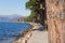 Promenade on Lake Garda between Lazise and Bardolino town. Lombardy, Italy