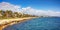 The Promenade of Limassol, panorama, tourists are enjoying Cypriot spring on the shores of the Mediterranean sea