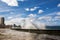 Promenade of the Malecon of Havana with crashing waves