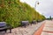 Promenade with park benches in Swinoujscie. West Pomerania, Poland