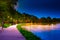 Promenade on the shore of river Rhone in Avignon at night.