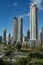 Promenade and skyline background in Panama City