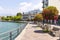 Promenade street in Iseo city, Iseo lake, Italy