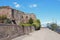 Promenade under walls of ancient fortress. Savona, Italy