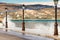 Promenade walking area on seaside in greek resort