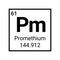 Promethium chemical element atom symbol periodic table