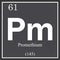 Promethium chemical element, dark square symbol