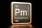 Promethium Pm chemical element. 3D rendering