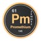 Promethium Pm chemical element. 3D rendering