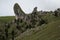 Prominent rocks of pieralongia in puez geisler naturepark
