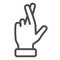 Promise gesture line icon, gestures concept, Hand with crossed fingers sign on white background, Gesture good luck or