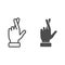 Promise gesture line and solid icon, gestures concept, Hand with crossed fingers sign on white background, Gesture good