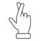 Promise gesture thin line icon, gestures concept, Hand with crossed fingers sign on white background, Gesture good luck