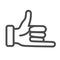 Promise hand gesture line icon, gestures concept, fist with elongated little finger sign on white background, thumb and