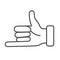 Promise hand gesture thin line icon, gestures concept, fist with elongated little finger sign on white background, thumb