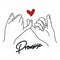 Promise  outline vector with red heart sign concept