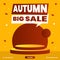 Promo autumn sale web banner template. Business marketing poster for invitation.