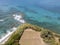 Promontory, coast, cliff, cliff overlooking the sea, Ricadi, Cape Vaticano, Calabria. Aerial view