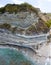 Promontory, coast, cliff, cliff overlooking the sea, Ricadi, Cape Vaticano, Calabria. Aerial view