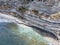 Promontory, coast, cliff, cliff overlooking the sea, Ricadi, Cape Vaticano, Calabria. Aerial view