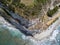 Promontory, coast, cliff, cliff overlooking the sea, Ricadi, Cape Vaticano, Calabria. Aerial view