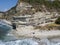 Promontory, coast, cliff, cliff overlooking the sea, Ricadi, Cape Vaticano, Calabria. Aerial view