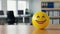 Promoting Workplace Positivity: Yellow Smiley Ball Brings Smiles to Office Interiors.