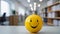 Promoting Workplace Positivity: Yellow Smiley Ball Brings Smiles to Office Interiors.