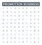 Promotion business vector line icons set. Marketing, Advertising, Branding, Selling, Promoting, Networking, Publicity