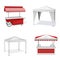 Promotion counters outdoor realistic set. Party, marquee tents. Canopy.