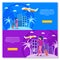 Promotional Banner with Tourists Bags and Airplane Taking Off. Tourism and Summer Vacation. Vector Illustration. Trip around World