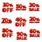 Promotional discount store vector signs with price percent off stock