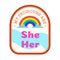 Pronouns she her sticker vector with rainbow