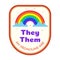 Pronouns sticker vector they them with rainbow cartoon style