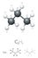 Propane, C3H8, molecule model and chemical formula