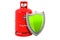 Propane gas cylinder with shield, 3D rendering