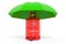 Propane gas cylinder under umbrella, 3D rendering