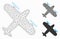 Propeller Aircraft Vector Mesh 2D Model and Triangle Mosaic Icon
