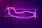 Propeller airplane glowing purple neon sign or LED strip light. Realistic vector illustration