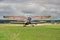 Propeller biplane takeoff