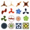 Propeller fan icons vector set.