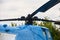 Propeller from a helicopter close-up on a background of gray sky