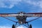 Propeller plane with blue sky